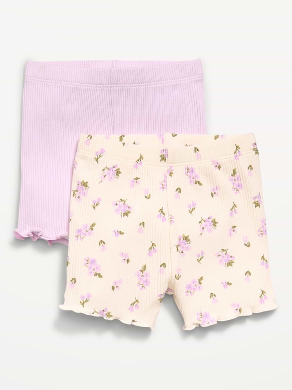 Old Navy Ribbed Lettuce-Edge Biker Shorts 2-Pack - 6-12 Mo